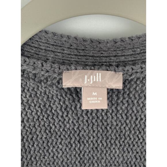 J. Jill Button Up Cardigan Womens Medium 100% Cotton Dark Grey Long Sleeves - Picture 5 of 8